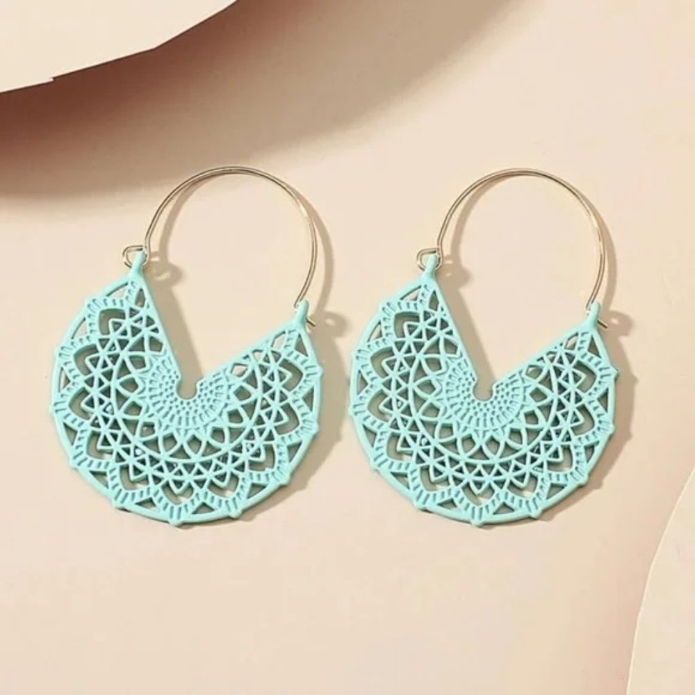 Boho Basketweave Hoop Earrings - Picture 4 of 4